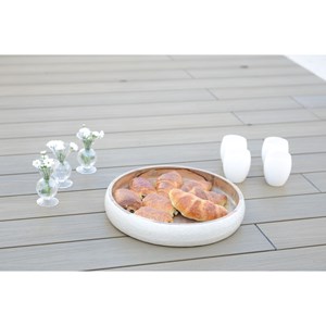 Coupe ronde blanche en bois manguier