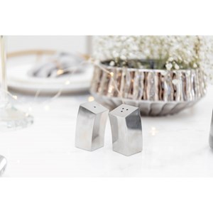 Salière et poivrière penchant argent