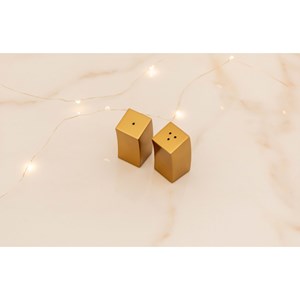 Salière et poivrière penchant doré