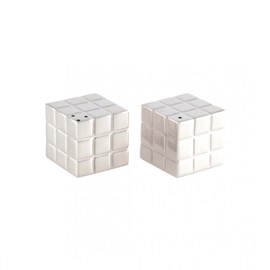 Salière et poivrière rubik's cube argent