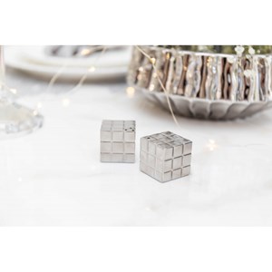 Salière et poivrière rubik's cube argent