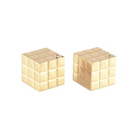 Salière et poivrière rubik's cube doré