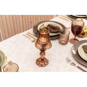 Bougeoir marron sur pied en verre