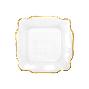 Assiette carrée en verre bords dorés