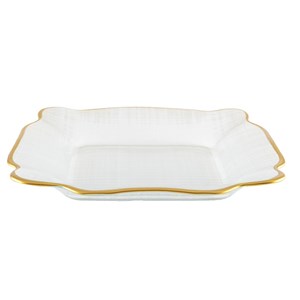 Assiette carrée en verre bords dorés