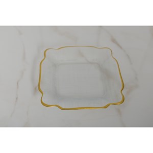 Assiette carrée en verre bords dorés