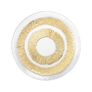 Assiette plate dorée en verre  - soleil - lot de 6