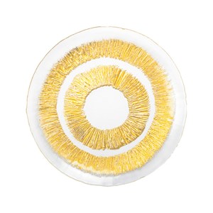 Assiette plate dorée en verre  - soleil - lot de 6