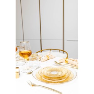 Assiette plate dorée en verre  - soleil - lot de 6