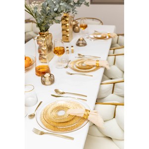 Assiette plate dorée en verre  - soleil - lot de 6