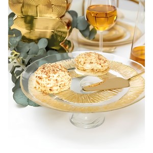 Plat à tarte sur pied doré  - soleil