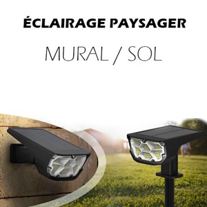 Lot de 2 projecteur paysagiste solaire
