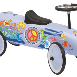 Porteur voiture bleu peace and love