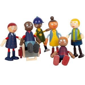 Famille de poupées avec fauteuil roulan