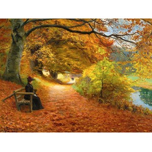 Chemin boisé en automne de brendekilde