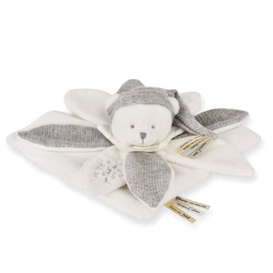 Doudou plat pétales ours gris 25 cm