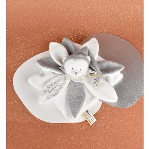 Doudou plat pétales ours gris 25 cm