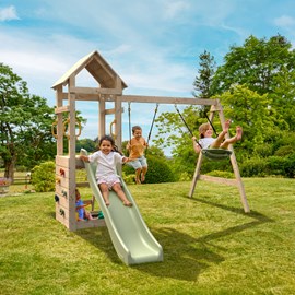 Aire de jeux toboggan et mur escalade