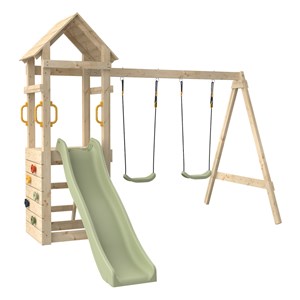 Aire de jeux toboggan et mur escalade