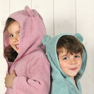 Poncho de bain enfant ours vert céladon