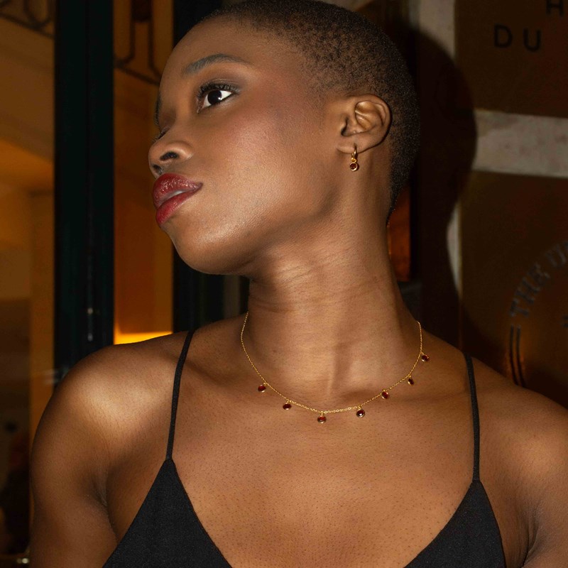 Collier gemia en pierres grenat