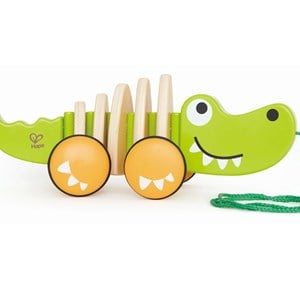 Crocodile à tirer en bois