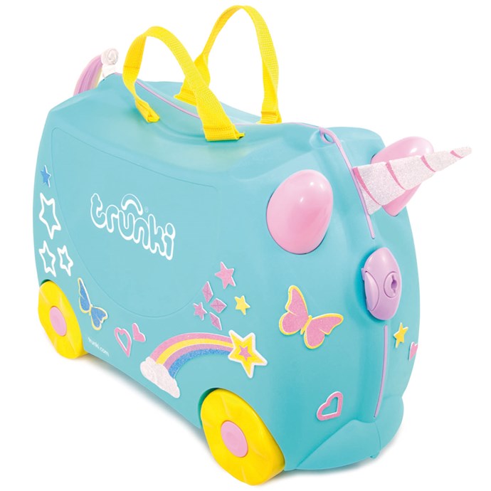 Valise Trunki Licorne Una avec Autocollants Bleu 18 L 4 roues