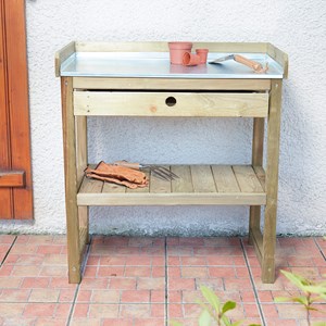 Table de préparation jardinage en bois