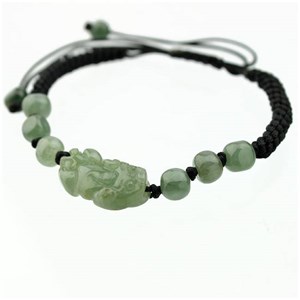 Bracelet noir - pixiu en jade vert