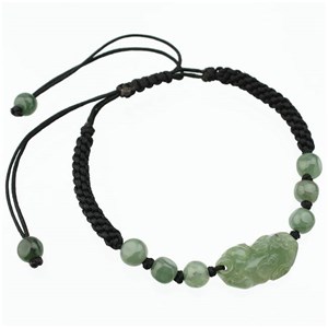 Bracelet noir - pixiu en jade vert
