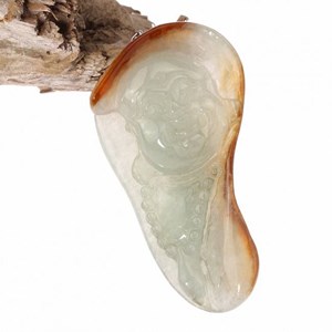 Pend. Gravure de bouddha rieur en jade