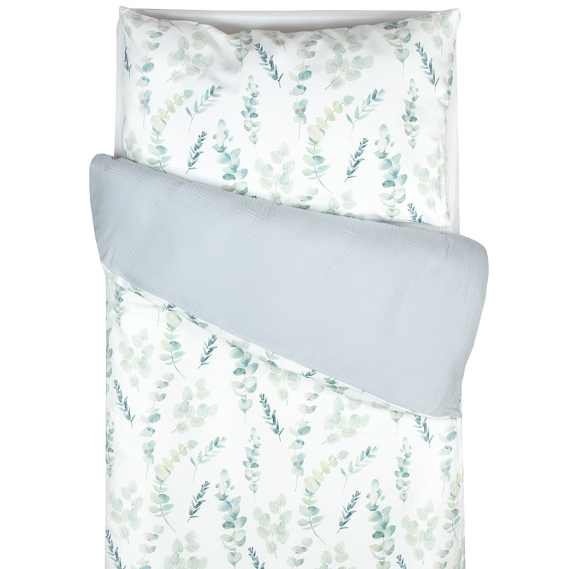 Parure lit bébé coton eucalyptus gris