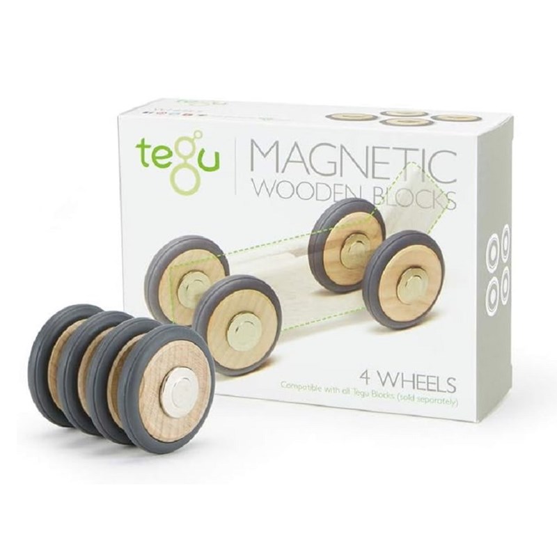 Set de 4 roues en bois magnétiques tegu
