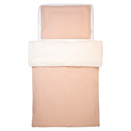 Parure bébé réversible lin lavé pêche