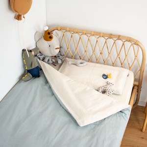 Parure bébé réversible lin lavé beige