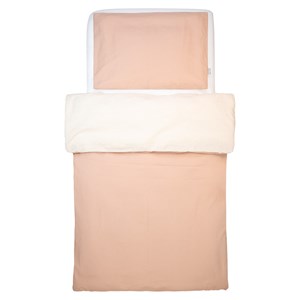 Parure bébé réversible lin lavé pêche