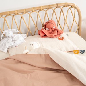 Parure bébé réversible lin lavé pêche