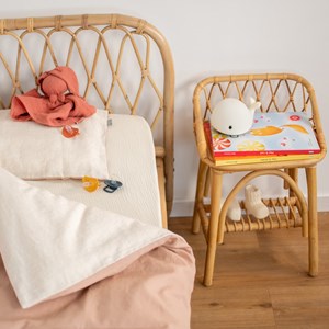 Parure bébé réversible lin lavé pêche