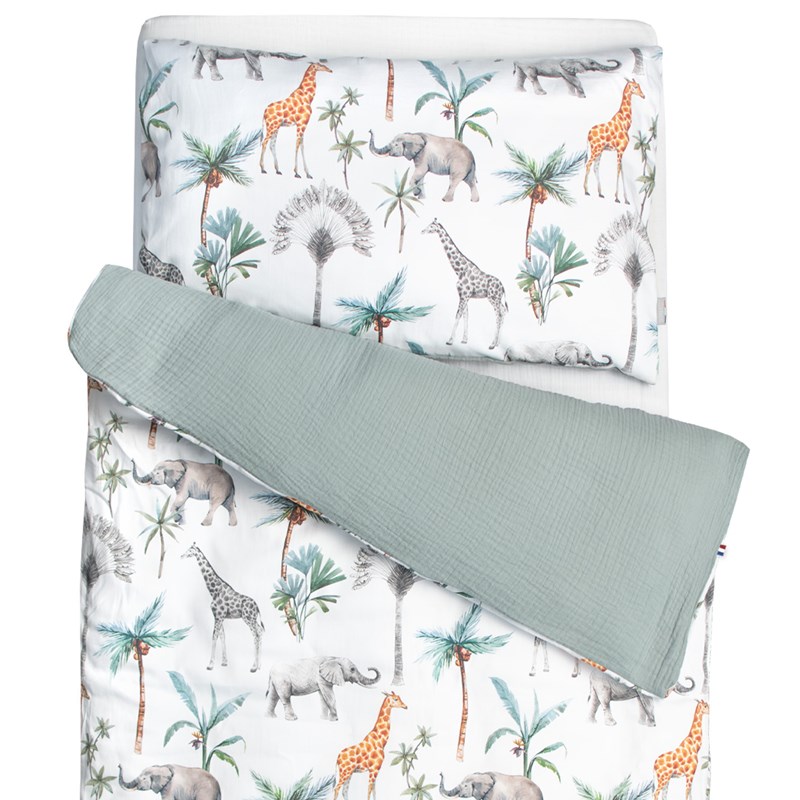 Parure de lit réversible safari vert