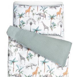 Parure de lit réversible safari vert