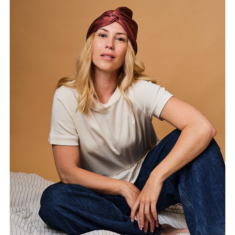 Turban en soie rose foncé 19 mo