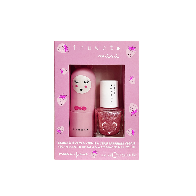 Coffret rose baume et vernis - fraise