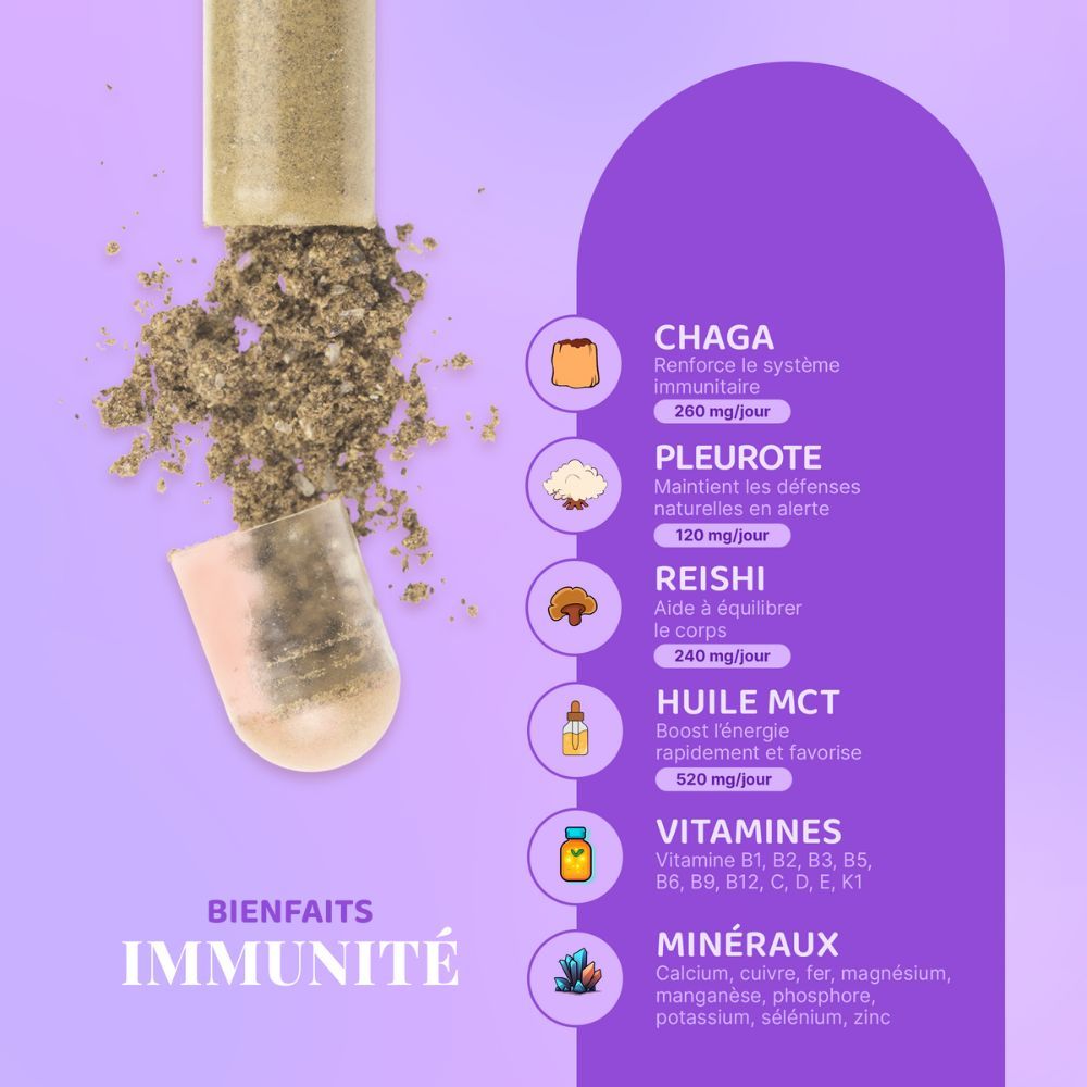 Immunité -champignon adaptogène 3 mois