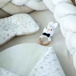 Hochet coton tricot bois naturel lapin
