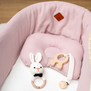 Hochet coton tricot bois naturel lapin