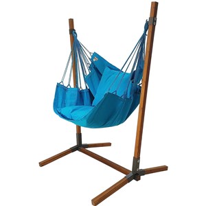 Chaise hamac xl bleue avec support