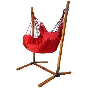 Chaise hamac xl rouge avec support