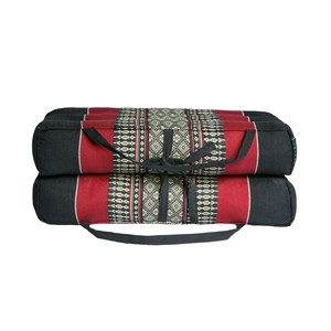 Coussin yoga kapok noir rouge Multicolore