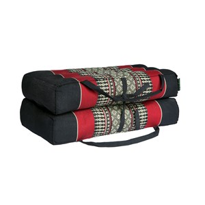 Coussin yoga kapok noir rouge Multicolore