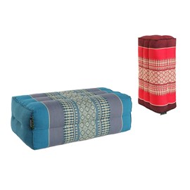 Lot 2 coussins yoga rouge turquoise
